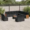 Image de vidaXL Salon de jardin avec coussins 14 pcs noir résine tressée