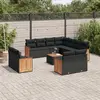 Image de vidaXL Salon de jardin 12 pcs avec coussins noir résine tressée