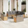 Image de vidaXL Salon de jardin avec coussins 12 pcs beige résine tressée