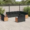 Image de vidaXL Salon de jardin 12 pcs avec coussins noir résine tressée