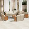 Image de vidaXL Salon de jardin avec coussins 14 pcs beige résine tressée