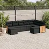 Image de vidaXL Salon de jardin 9 pcs avec coussins noir résine tressée