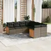 Image de vidaXL Salon de jardin 8 pcs avec coussins gris résine tressée