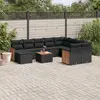 Image de vidaXL Salon de jardin 11 pcs avec coussins noir résine tressée