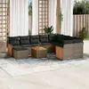 Image de vidaXL Salon de jardin 11 pcs avec coussins gris résine tressée