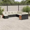 Image de vidaXL Salon de jardin 11 pcs avec coussins noir résine tressée