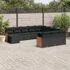Image de vidaXL Salon de jardin 12 pcs avec coussins noir résine tressée