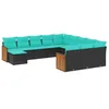 Image de vidaXL Salon de jardin avec coussins 12 pcs noir résine tressée