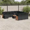 Image de vidaXL Salon de jardin avec coussins 13 pcs noir résine tressée