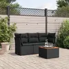 Image de vidaXL Salon de jardin 4 pcs avec coussins noir résine tressée