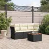 Image de vidaXL Salon de jardin 4 pcs avec coussins noir résine tressée