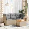 Image de vidaXL Salon de jardin avec coussins 4 pcs beige résine tressée