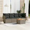Image de vidaXL Salon de jardin 5 pcs avec coussins gris résine tressée