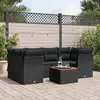 Image de vidaXL Salon de jardin 7 pcs avec coussins noir résine tressée