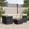 Image de vidaXL Salon de jardin 7 pcs avec coussins noir résine tressée