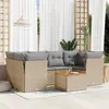 Image de vidaXL Salon de jardin avec coussins 7 pcs beige résine tressée