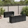 Image de vidaXL Salon de jardin 8 pcs avec coussins noir résine tressée
