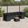 Image de vidaXL Salon de jardin 8 pcs avec coussins noir résine tressée