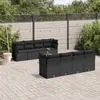 Image de vidaXL Salon de jardin 9 pcs avec coussins noir résine tressée