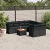 Image de vidaXL Salon de jardin 9 pcs avec coussins noir résine tressée