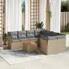 Image de vidaXL Salon de jardin avec coussins 9 pcs beige résine tressée