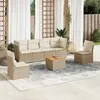 Image de vidaXL Salon de jardin avec coussins 7 pcs beige résine tressée