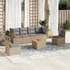 Image de vidaXL Salon de jardin avec coussins 7 pcs beige résine tressée