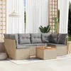 Image de vidaXL Salon de jardin avec coussins 7 pcs beige résine tressée