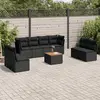 Image de vidaXL Salon de jardin 9 pcs avec coussins noir résine tressée