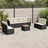 Image de vidaXL Salon de jardin 9 pcs avec coussins noir résine tressée