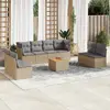 Image de vidaXL Salon de jardin avec coussins 9 pcs beige résine tressée