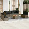 Image de vidaXL Salon de jardin 9 pcs avec coussins gris résine tressée