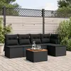 Image de vidaXL Salon de jardin 6 pcs avec coussins noir résine tressée