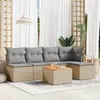 Image de vidaXL Salon de jardin avec coussins 6 pcs beige résine tressée