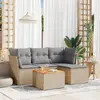 Image de vidaXL Salon de jardin avec coussins 5 pcs beige résine tressée