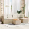 Image de vidaXL Salon de jardin avec coussins 6 pcs beige résine tressée