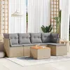 Image de vidaXL Salon de jardin avec coussins 6 pcs beige résine tressée