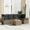 Image de vidaXL Salon de jardin 6 pcs avec coussins gris résine tressée