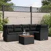 Image de vidaXL Salon de jardin 6 pcs avec coussins noir résine tressée