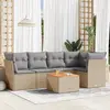 Image de vidaXL Salon de jardin avec coussins 6 pcs beige résine tressée