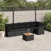 Image de vidaXL Salon de jardin 7 pcs avec coussins noir résine tressée