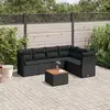 Image de vidaXL Salon de jardin 7 pcs avec coussins noir résine tressée