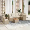 Image de vidaXL Salon de jardin avec coussins 7 pcs beige résine tressée