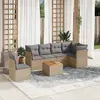 Image de vidaXL Salon de jardin avec coussins 7 pcs beige résine tressée