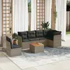 Image de vidaXL Salon de jardin avec coussins 7 pcs gris résine tressée