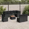 Image de vidaXL Salon de jardin 9 pcs avec coussins noir résine tressée