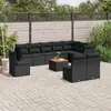 Image de vidaXL Salon de jardin 11 pcs avec coussins noir résine tressée