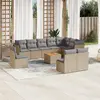 Image de vidaXL Salon de jardin 11 pcs avec coussins beige résine tressée