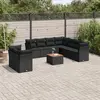 Image de vidaXL Salon de jardin 10 pcs avec coussins noir résine tressée
