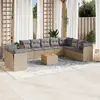 Image de vidaXL Salon de jardin 11 pcs avec coussins beige résine tressée